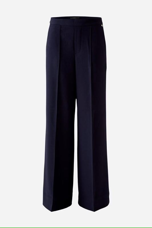 navy trousers front wide leg
