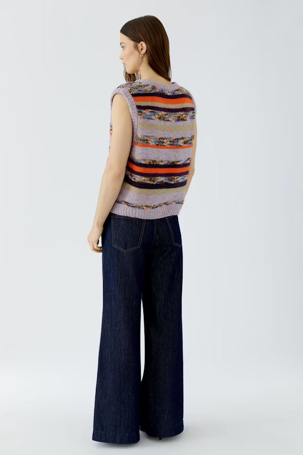 waist coat knitted in stripes of different yarns