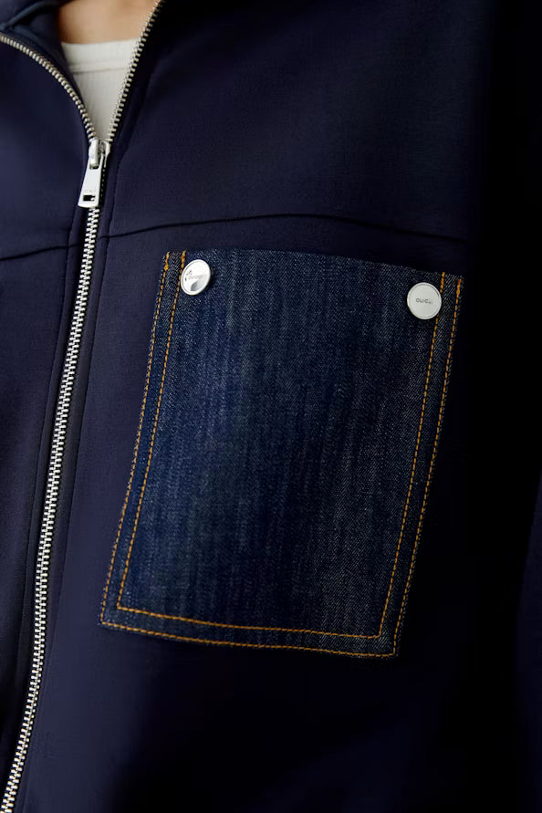 Scuba jacket in bomber style with denim patched