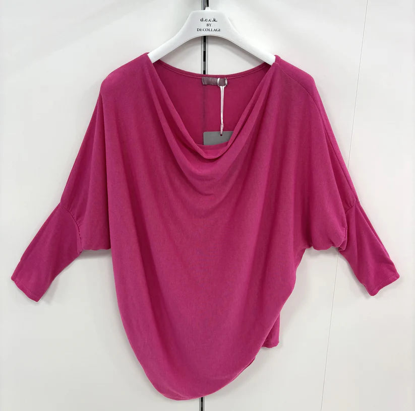 Deck long sleeve cowl neck top