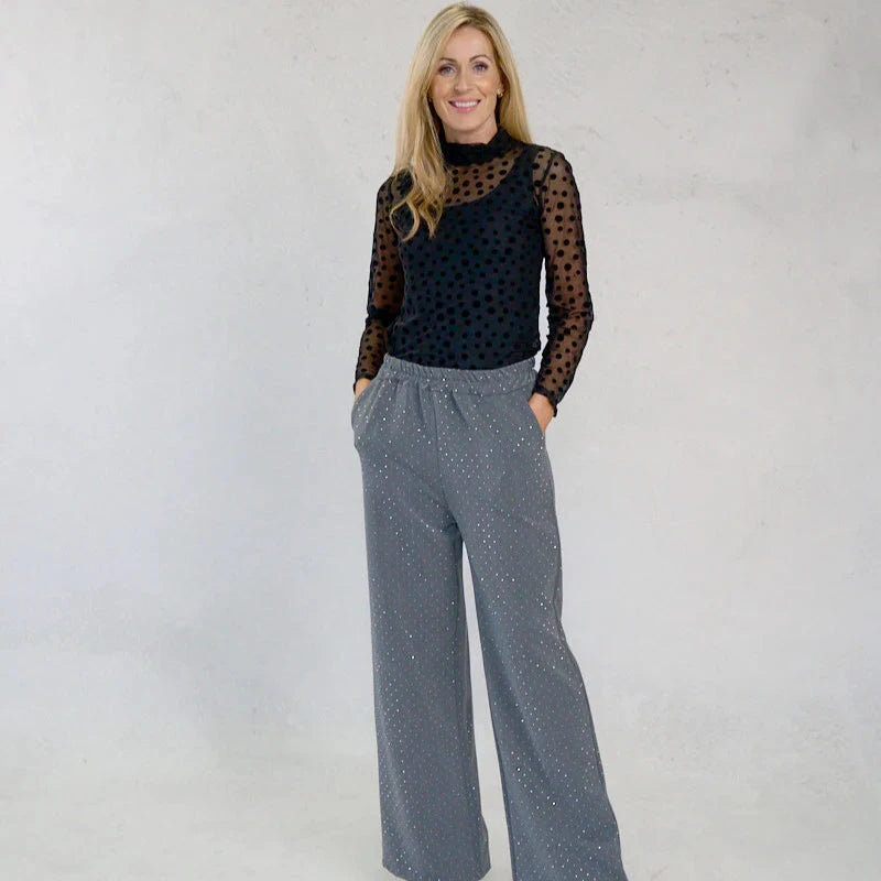 D.E.C.K Wide leg sparkle trousers - front