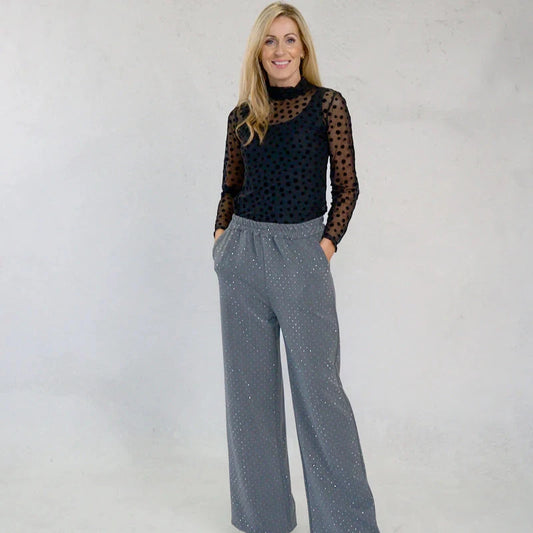 D.E.C.K Wide leg sparkle trousers - front