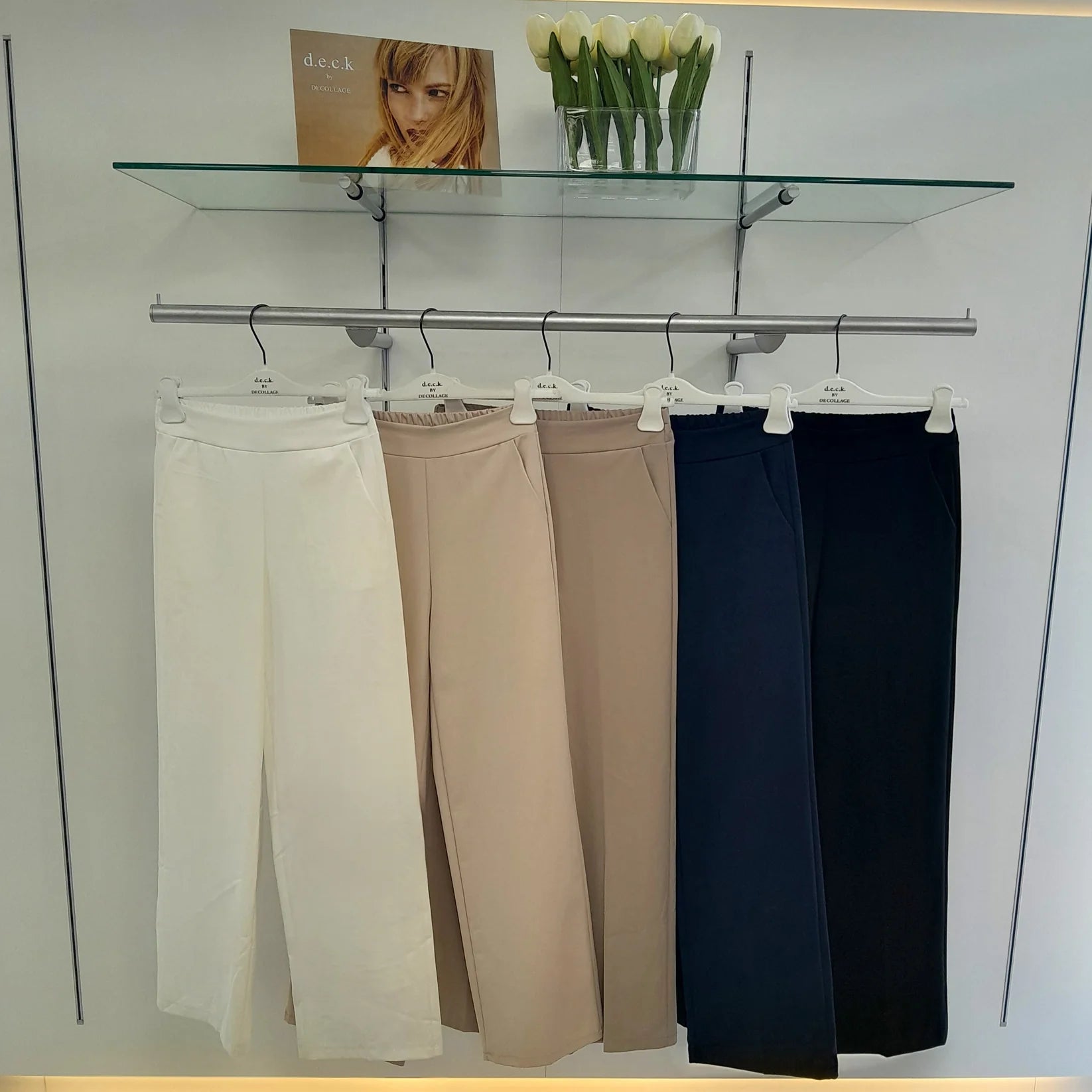 2435 Cotton and Elastane Stretch Straight Leg Trousers Deck Beige Navy Taupe SS25