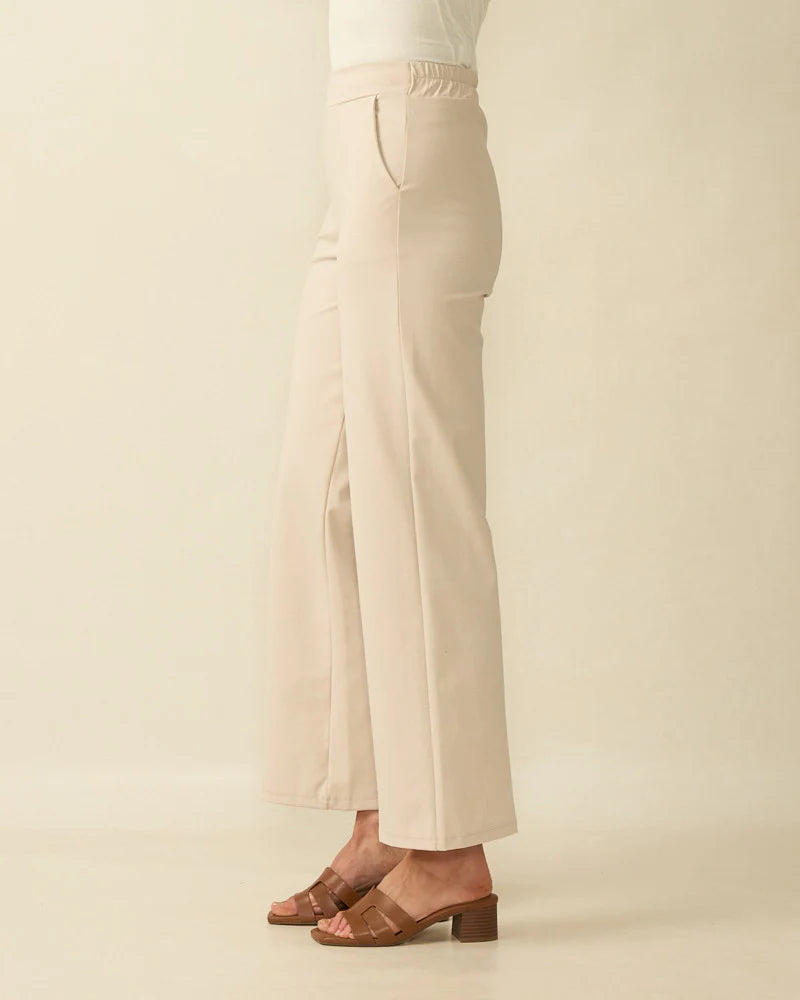 2435 Cotton and Elastane Stretch Straight Leg Trousers Deck Beige SS25
