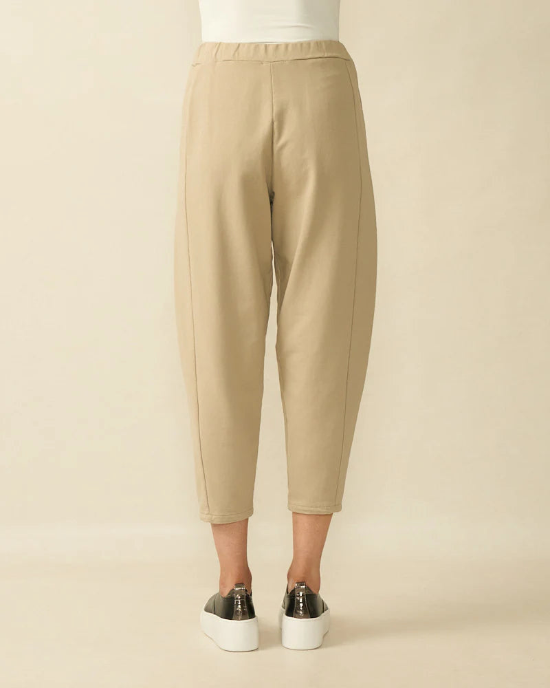 2511 Cotton and Elastane Cropped Barrel Legged Trousers Beige Deck SS25