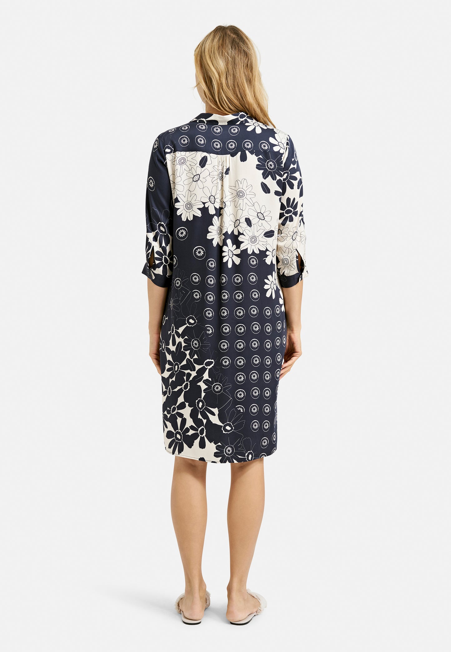 Navy Print Collared Dress