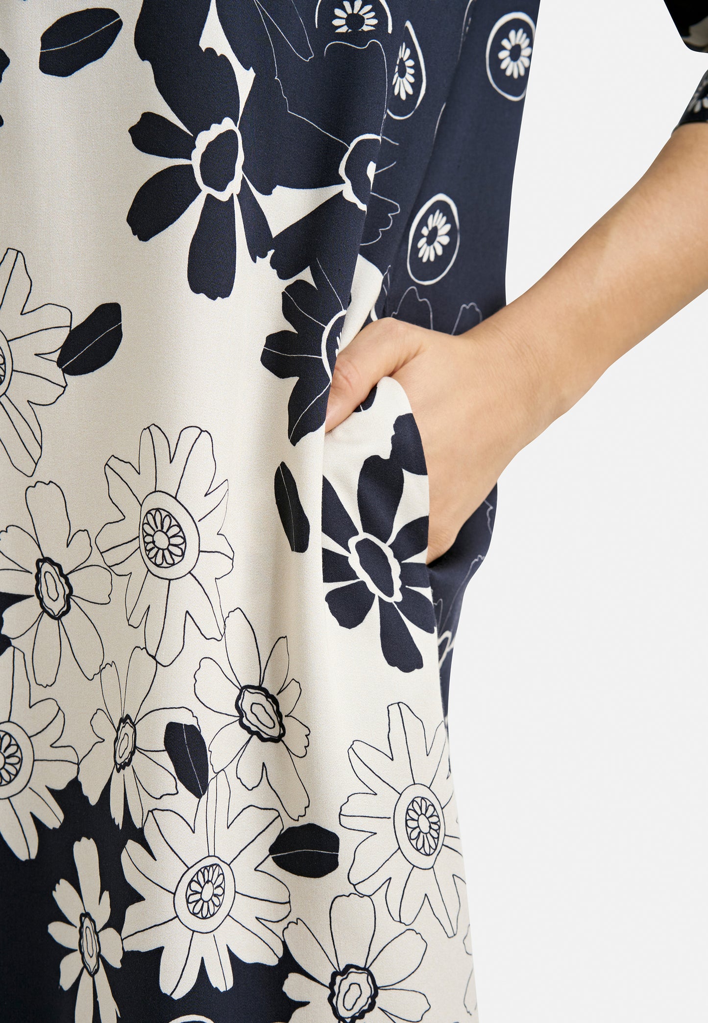 Navy Print Collared Dress