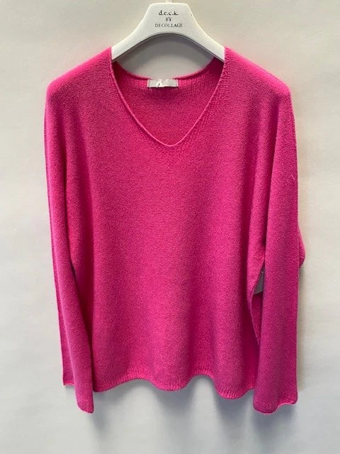 V-Neck Knit - Blue & Coral