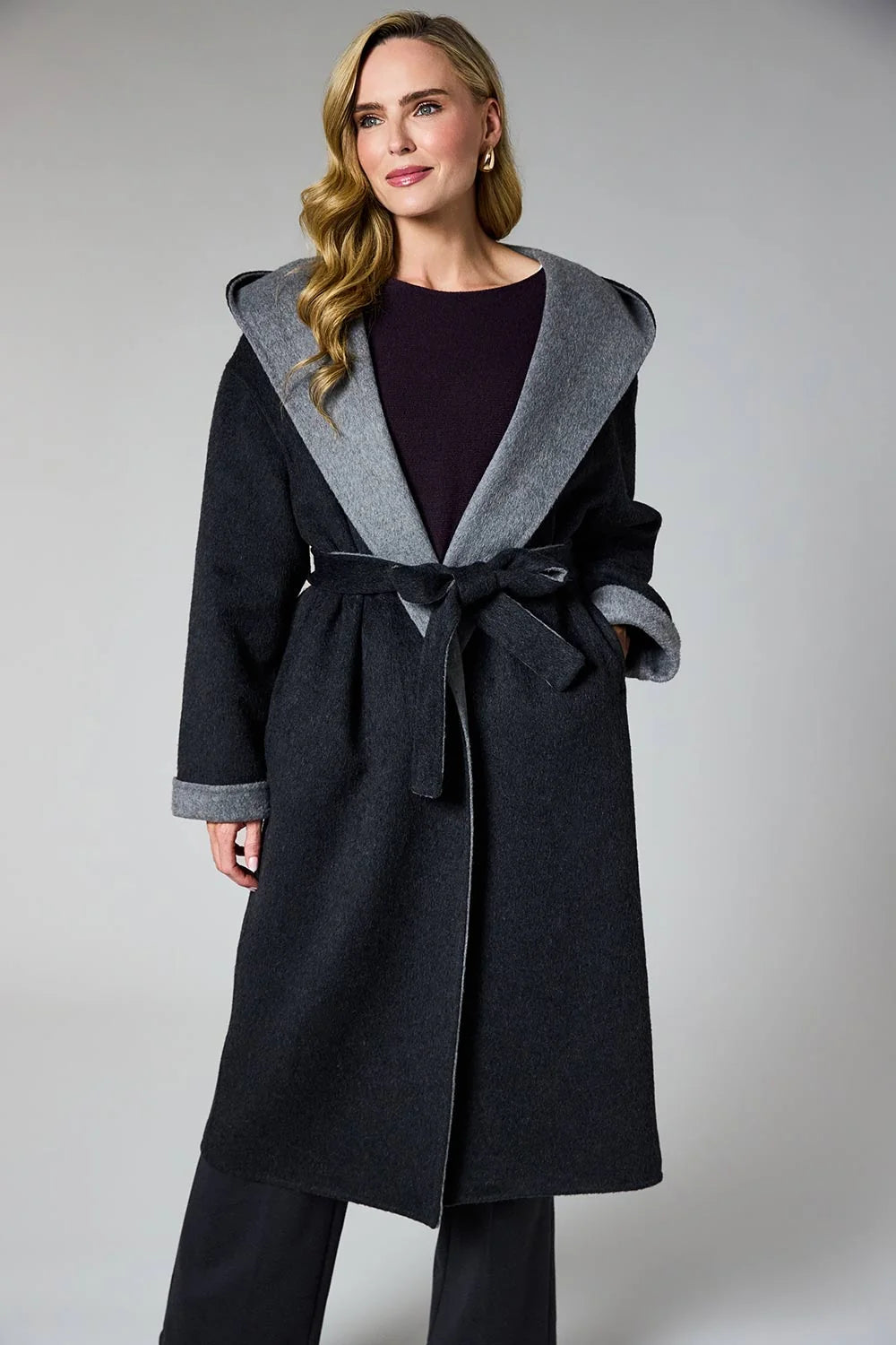 Rino & Pelle Hooded Coat Black/Grey