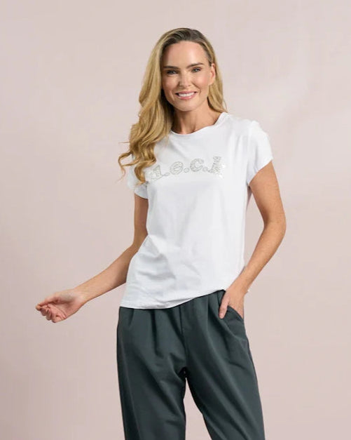 White T-Shirt with Sparkle Motif