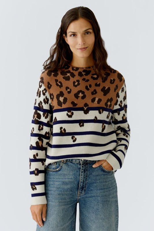 Leopard Print Stripe Jumper