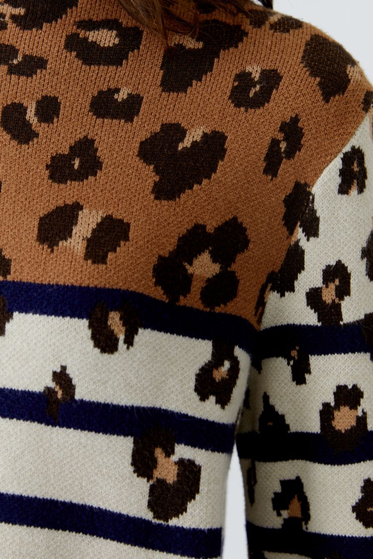 Leopard Print Stripe Jumper