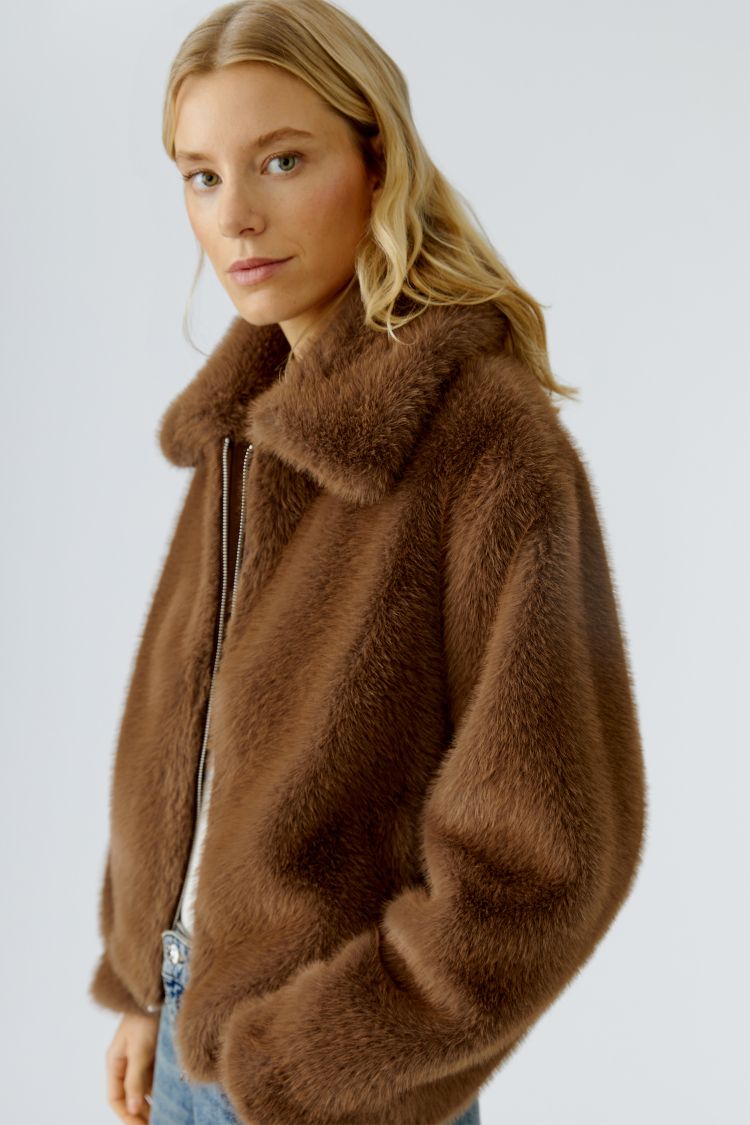 Taupe Faux Fur Jacket