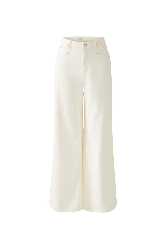 oui off white wide leg jeans front
