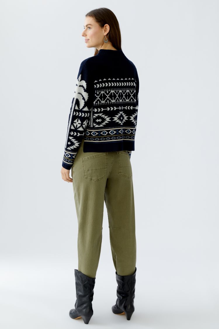 Navy & White Pattern Jumper