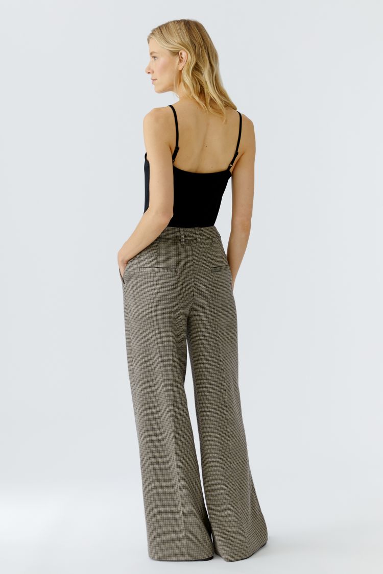 Wide Leg Dogtooth Trousers