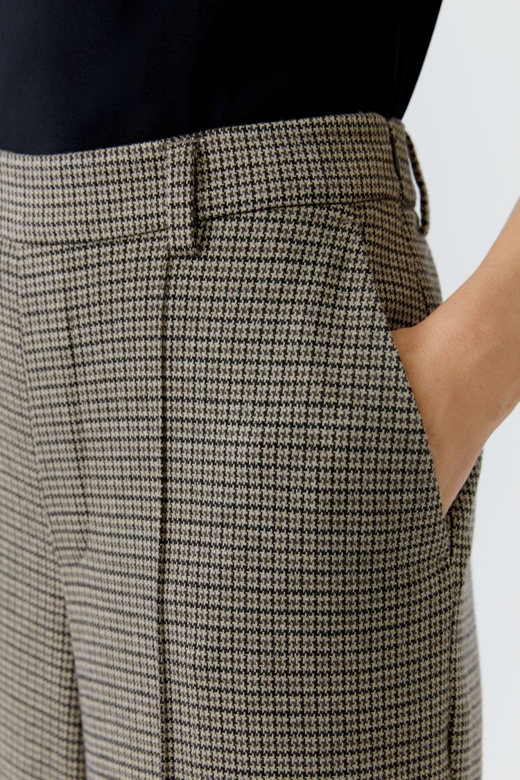 Wide Leg Dogtooth Trousers