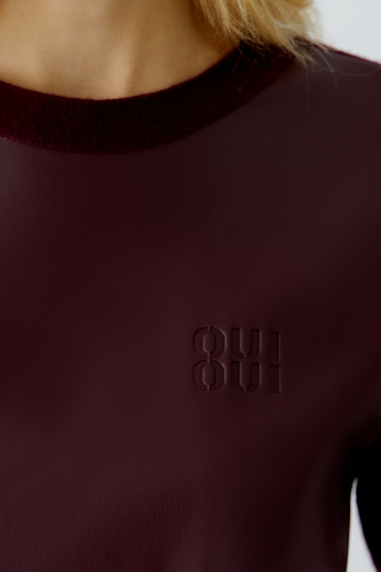 Short Sleeve Pleather Pullover - Bramble Berry