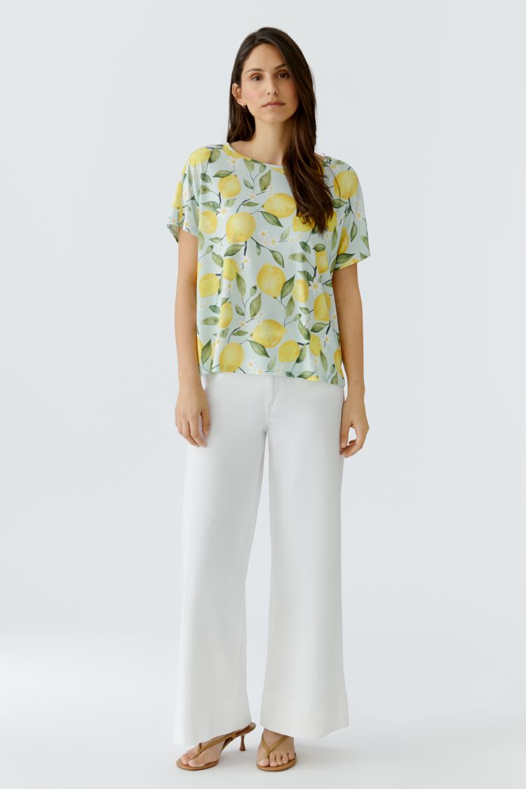 Silky Touch Blouse with cheerful lemon prints.