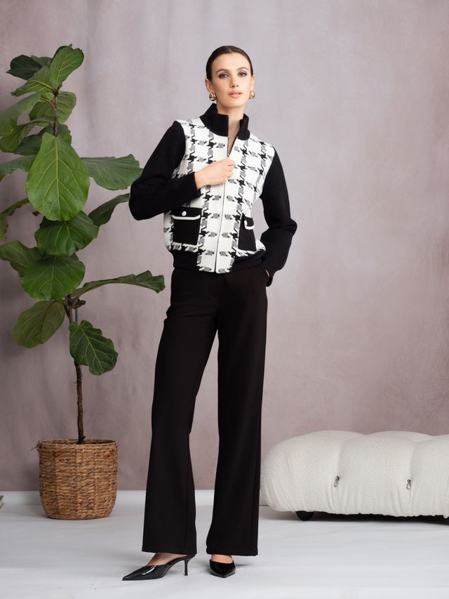 Check Black & White Cardigan