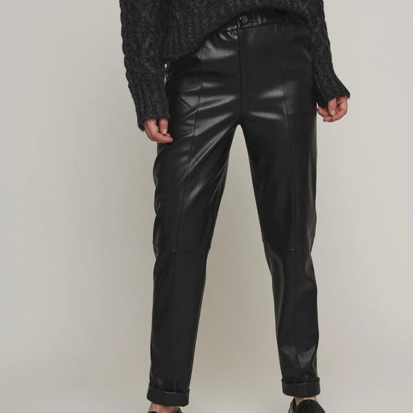 Faux Leather Paperbag Trousers