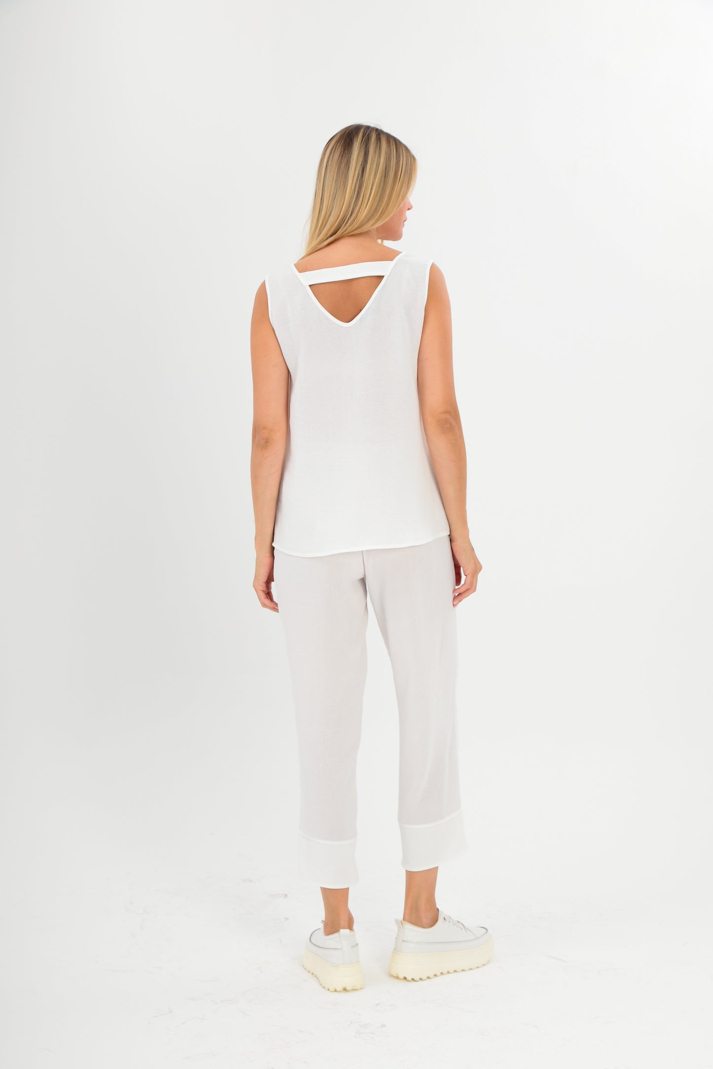 Cami Top in Pink, Black & Ecru