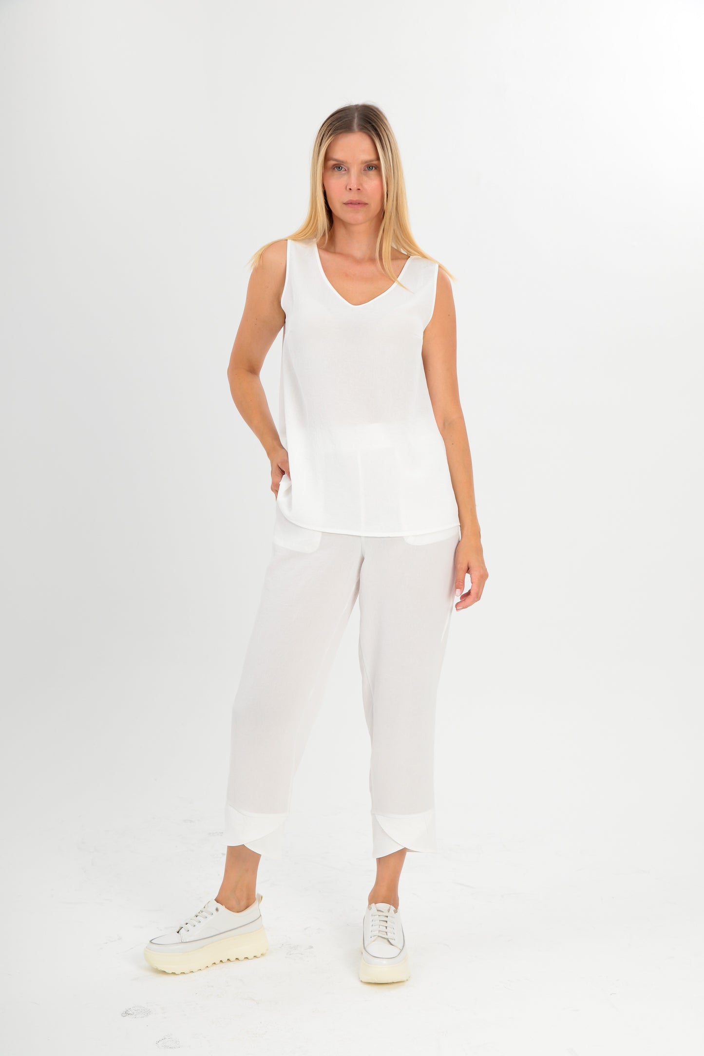 Cami Top in Pink, Black & Ecru