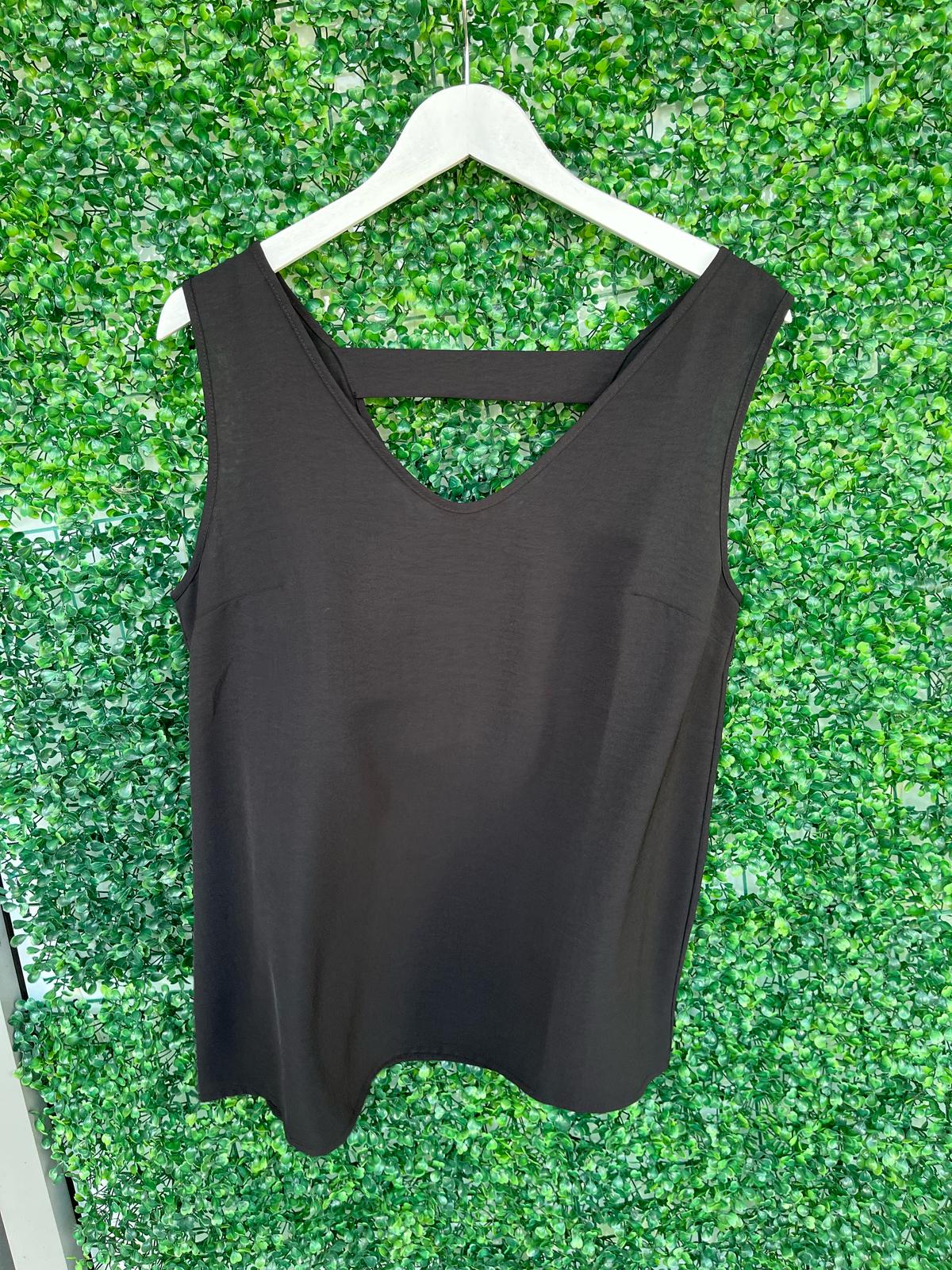 Cami Top in Pink, Black & Ecru