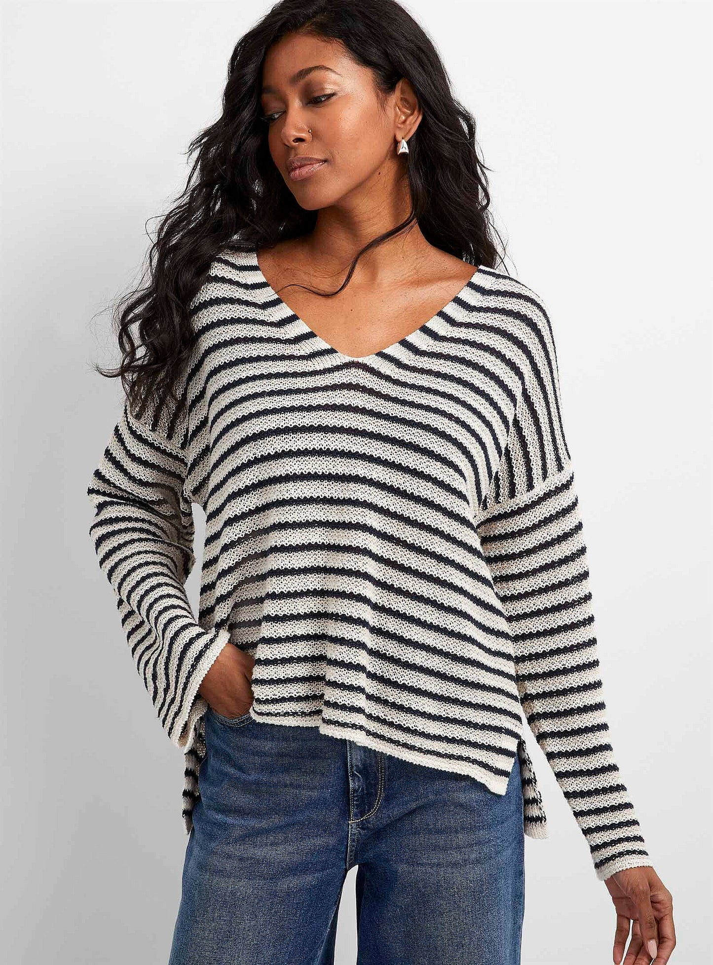 Nahni Pure Linen Striped Sweater