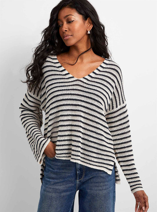 Nahni Pure Linen Striped Sweater