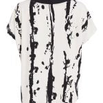 Ora Vee Neck Print Top with contrast neck and front band