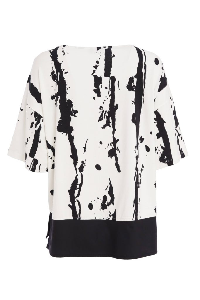 Ora Print Round Neck Top with Contrast Hemband