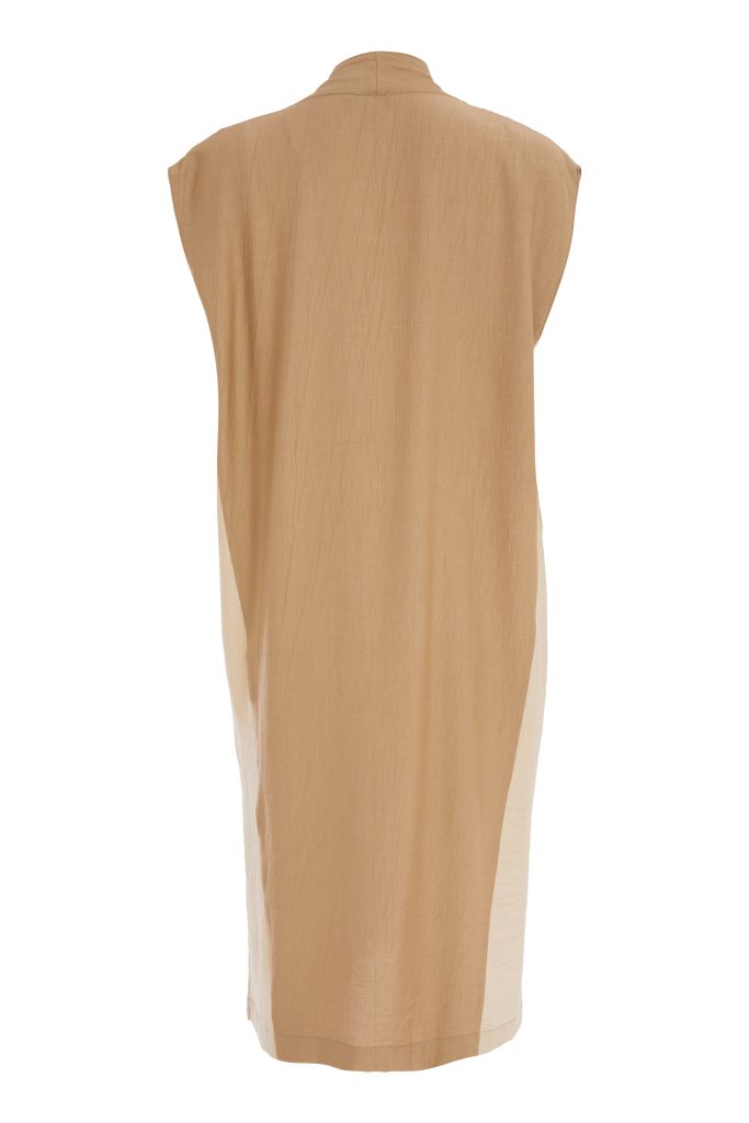 Ora Long Line Crinkle Waistcoat With Contrast Side And Print Pocket