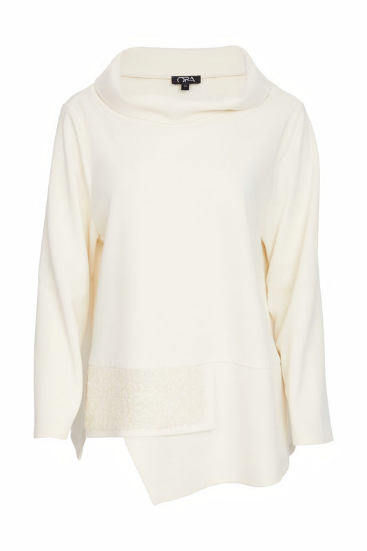 Cream Roll Collar Jumper