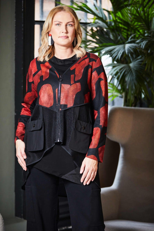 Black & Red Mesh Panel Top