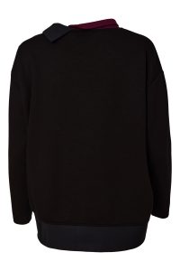 High-Neck Long-Sleeve Top in Black/Plum or Black/Beige