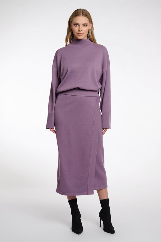 Silvo Knit Wrap Midi Skirt