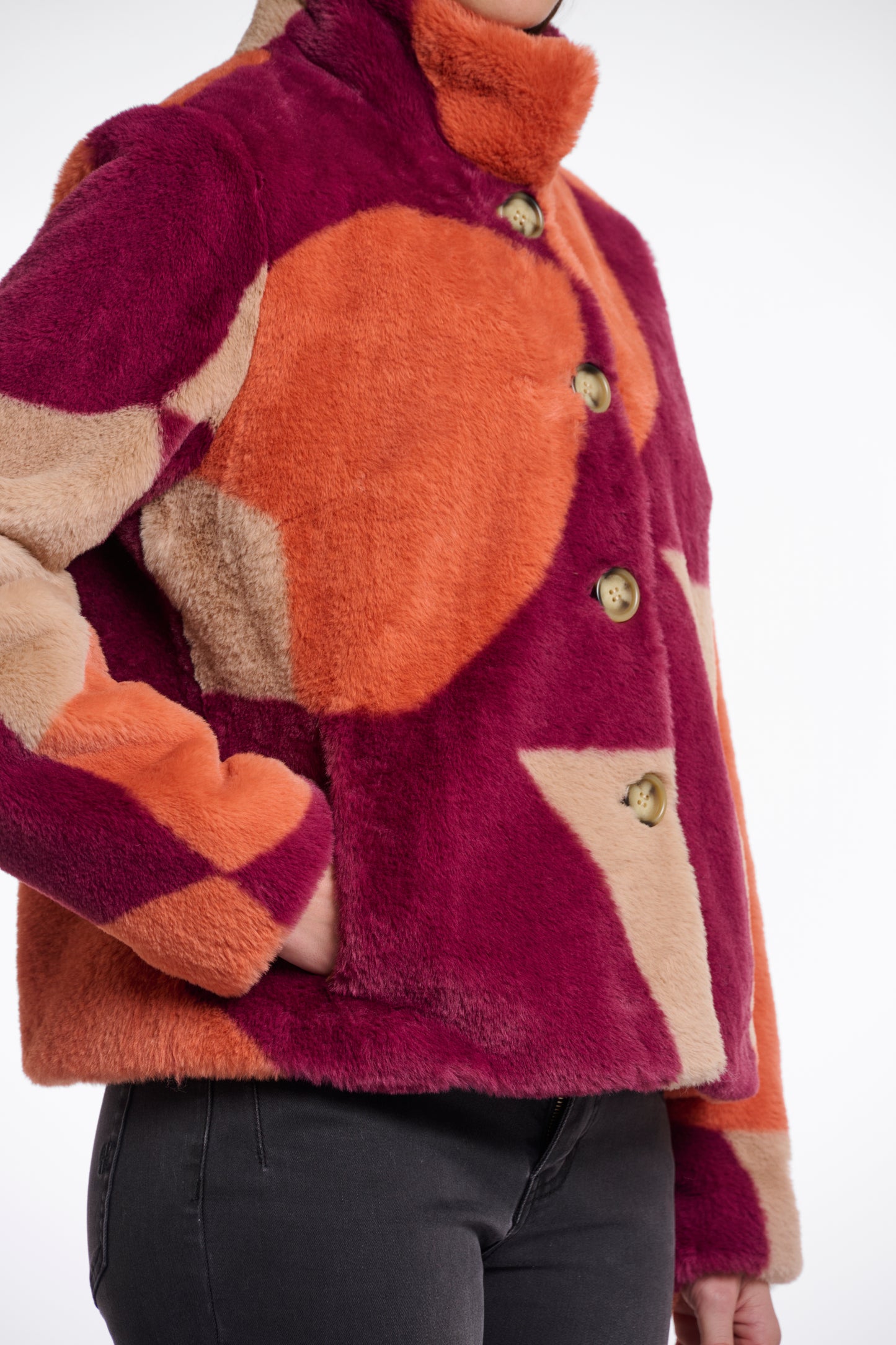 Vie Single Brested Faux Fur Jacket