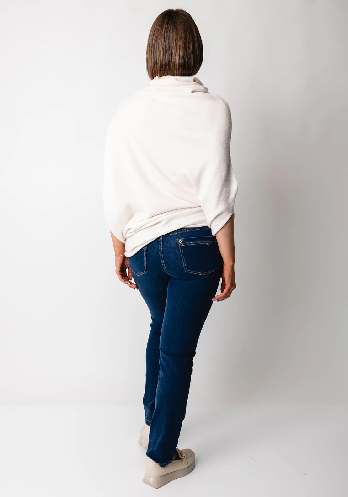 Asymmetric Cowl Neck Knit - Cream & Pearl