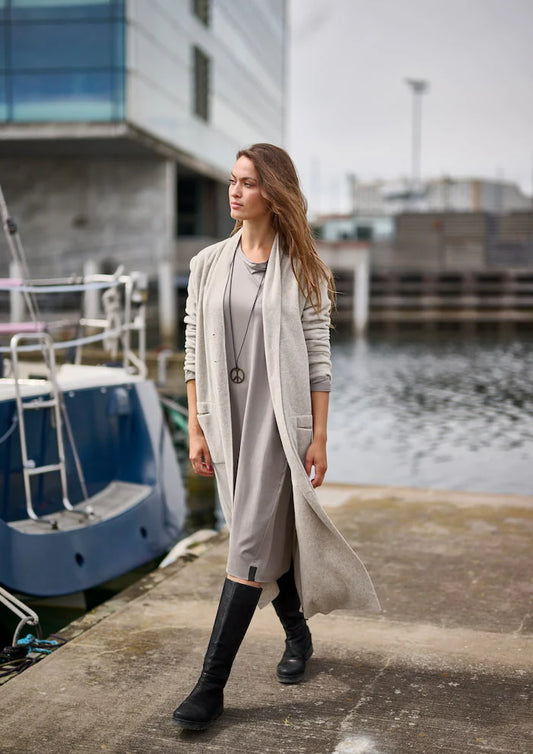 Henriette Long Cardigan in Light Sand