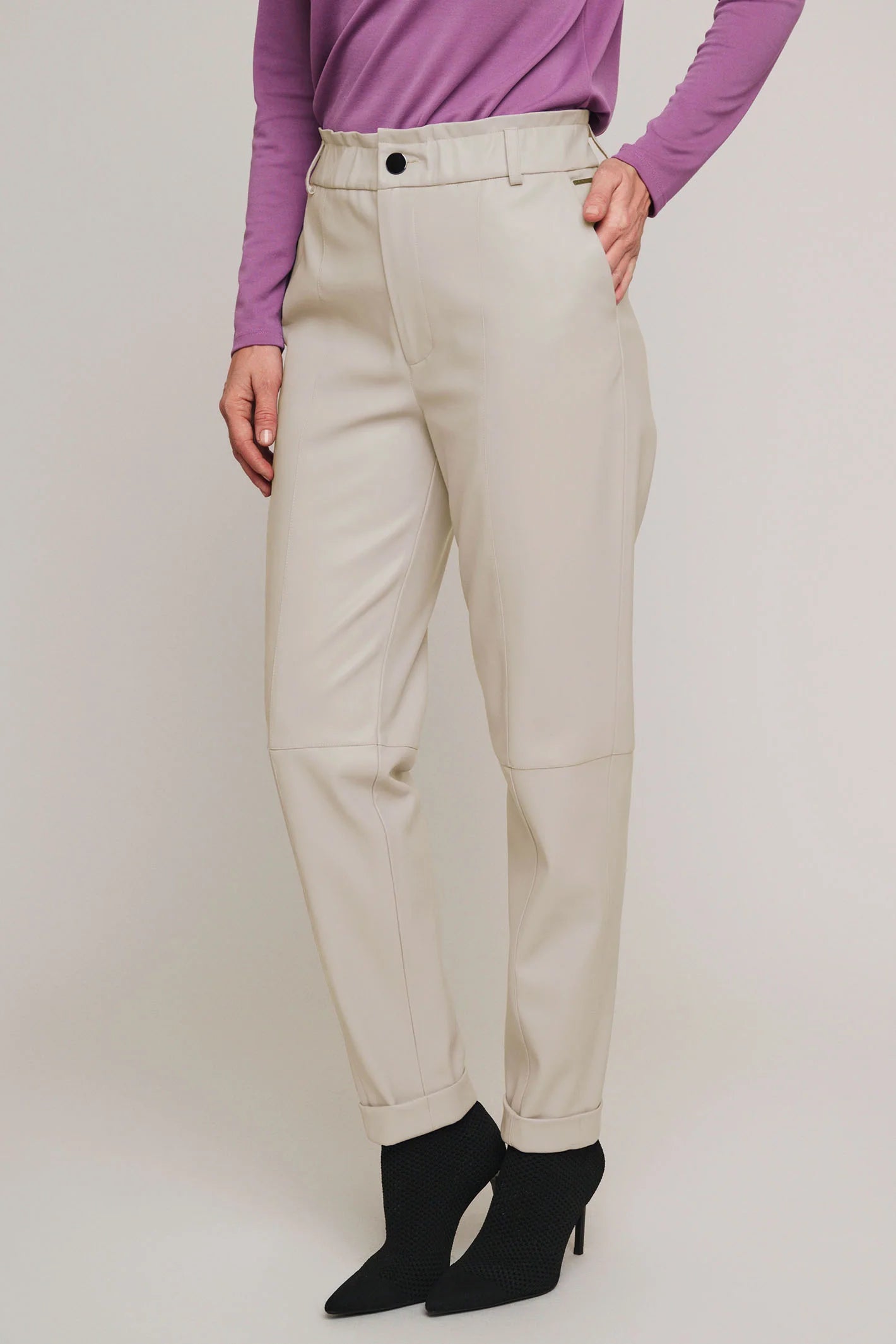 Faux Leather Paperbag Trousers