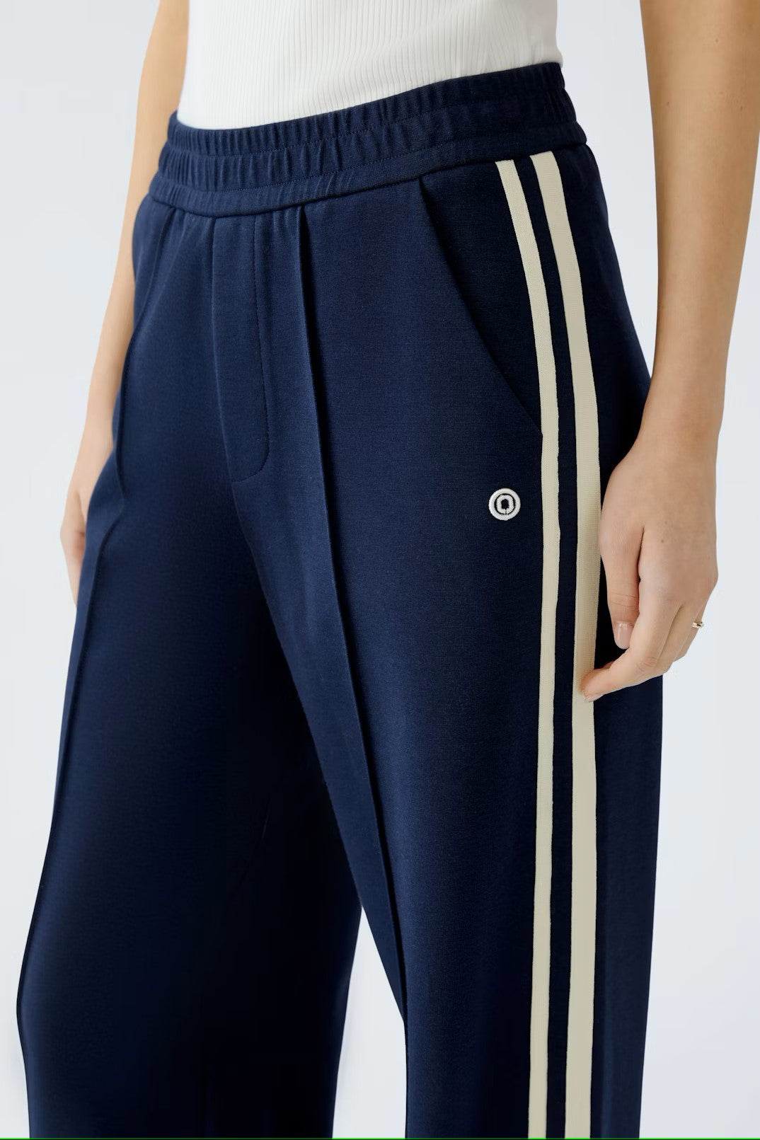  oui navy wide leg trousers lifestyle side stripe