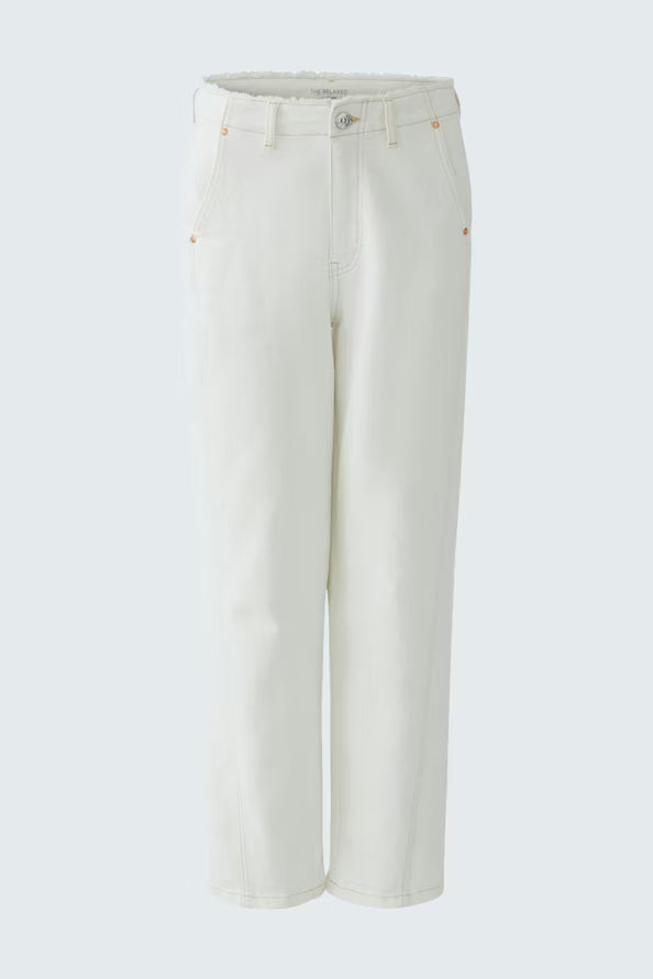 White wide-leg pants on a light gray background