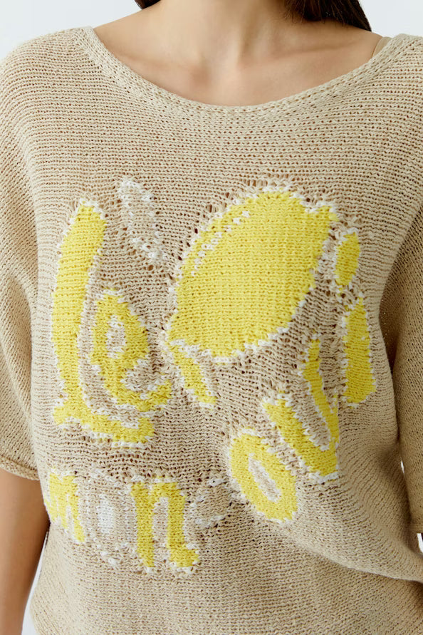 Oui short sleeve Jumper with Yellow Motif