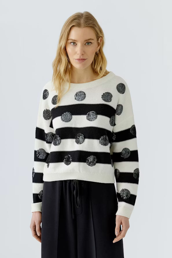 pullover - white black