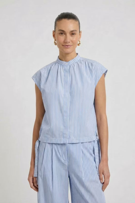 Blouse - light blue white