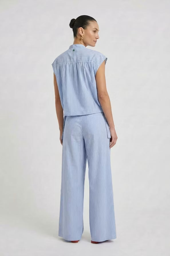 Blouse - light blue white