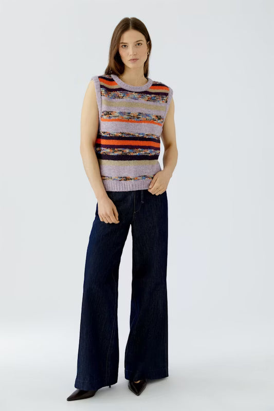 waist coat knitted in stripes of different yarns