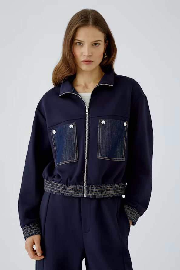 Scuba jacket in bomber style with denim patched