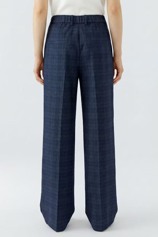 Checkered jersey pants - front with quilted crease for a permanent crease
